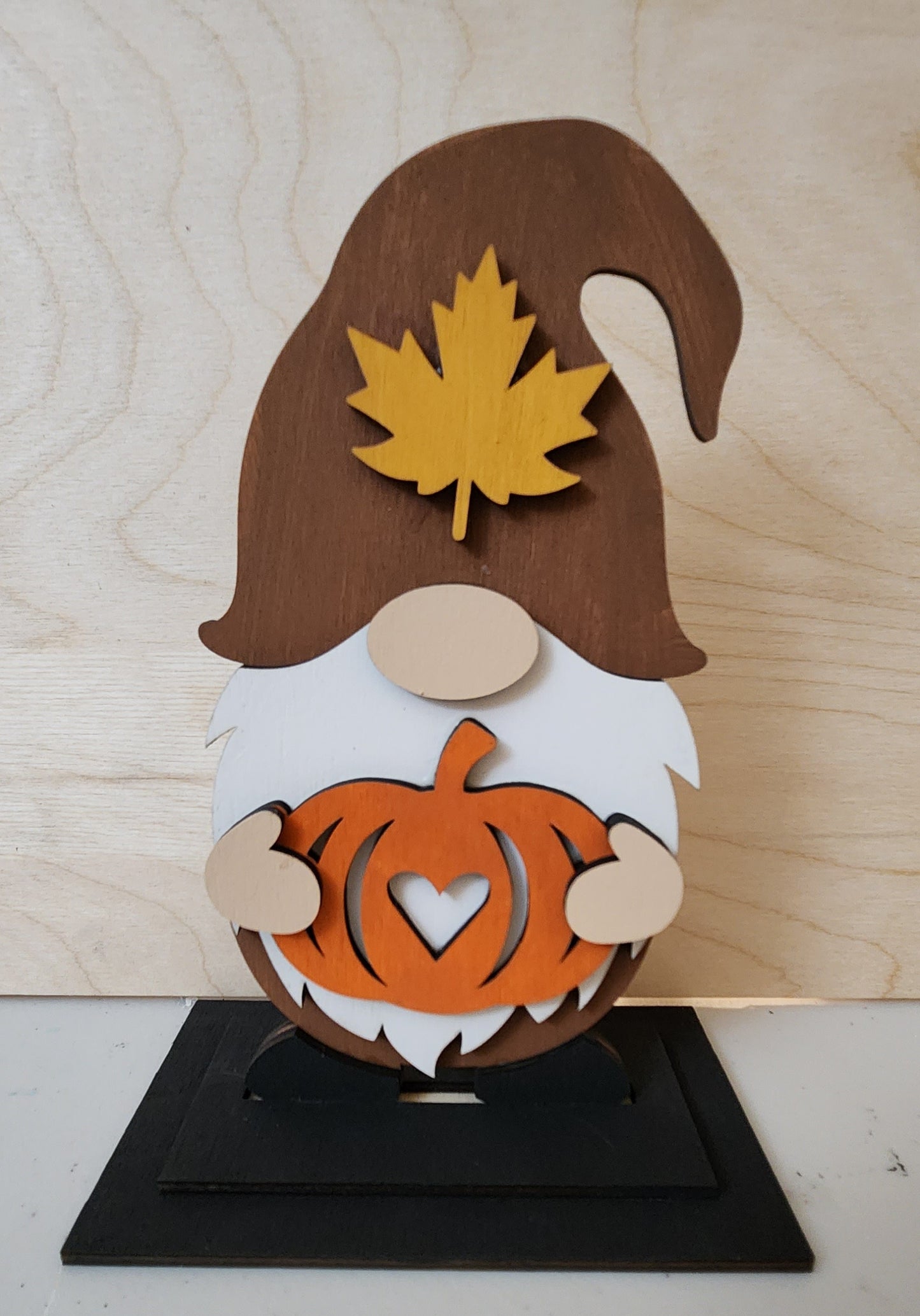 Standing Fall Gnome with Carved Pumpkin